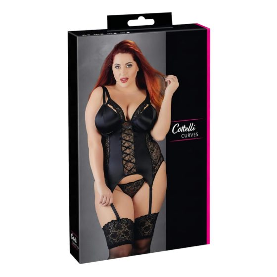 Cottelli Plus Size - Adjustable Garter Top (Black)