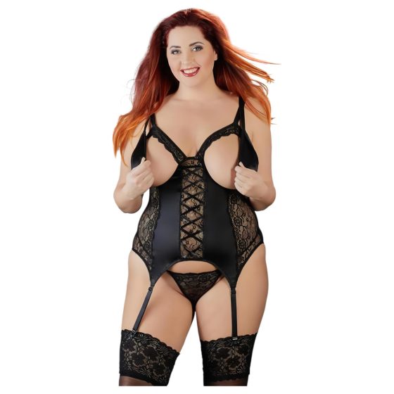 Cottelli Plus Size - Adjustable Garter Top (Black)