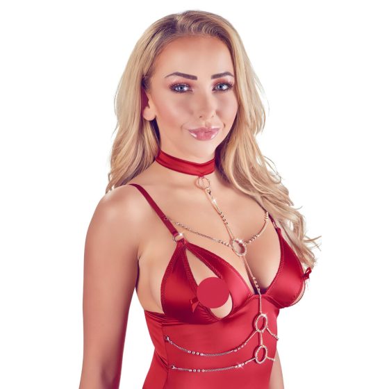 / Abierta Fina - Shiny Chain Top and Thong (Red)