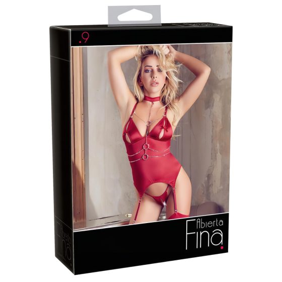 / Abierta Fina - Shiny Chain Top and Thong (Red)