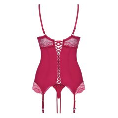   Obsessive Rosalyne - Corset-style Garter Top with Thong (Burgundy)