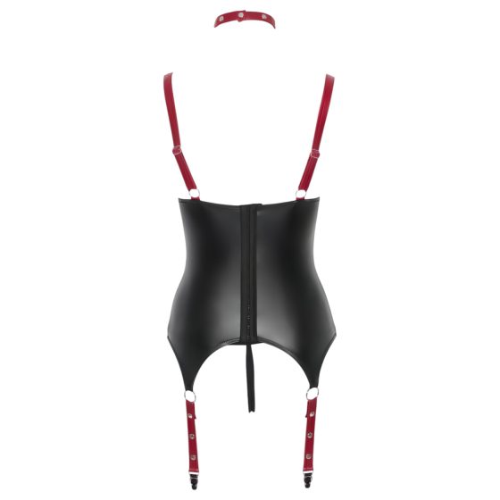 Cottelli Bondage - Glossy Lift-up Top with Collar (Black)