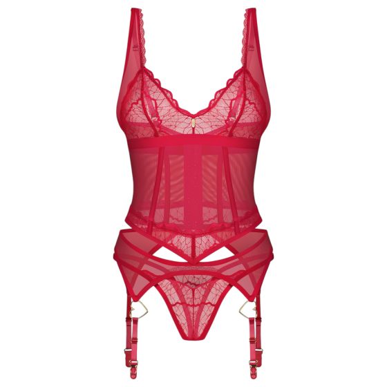 Obsessive Cupide Desir - Sheer Lace Top Set (Red)