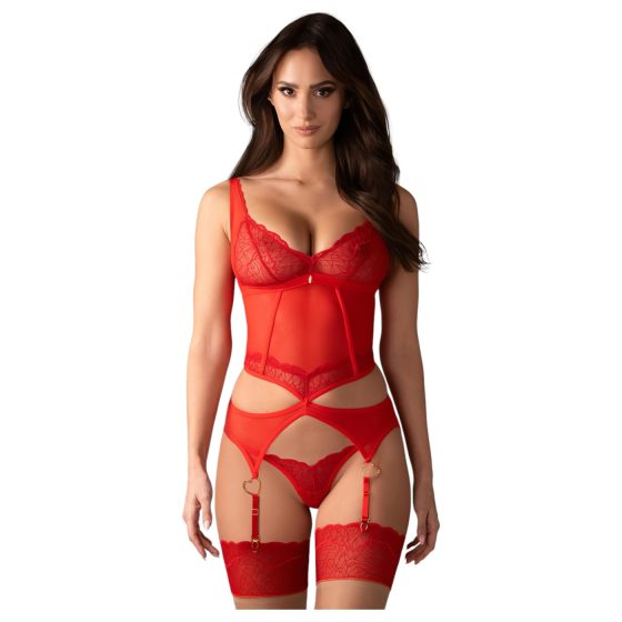 Obsessive Cupide Desir - Sheer Lace Top Set (Red)