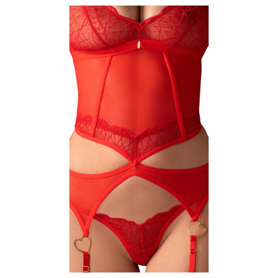 Obsessive Cupide Desir - Sheer Lace Top Set (Red)