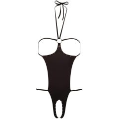 NO:XQSE - Open, Rhinestone Sexy Bodysuit - Black (S-L)