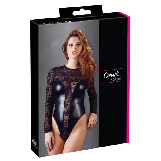 Cottelli - Shiny Lace Bodysuit (Black)