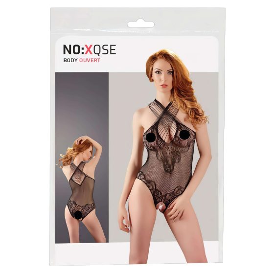 NO:XQSE - Floral Lace Halterneck Bodysuit - Black (S-L)