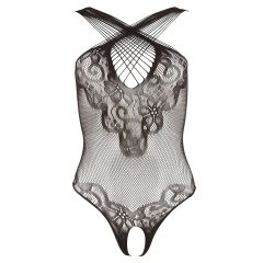 NO:XQSE - Floral Lace Halterneck Bodysuit - Black (S-L)