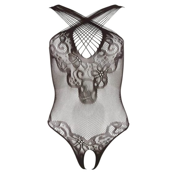 NO:XQSE - Floral Lace Halterneck Bodysuit - Black (S-L)