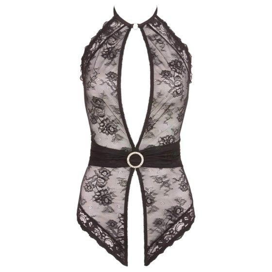 Abierta Fina - Floral Lace Charm Bodysuit (Black)