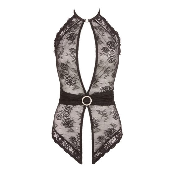 Abierta Fina - Floral Lace Charm Bodysuit (Black)