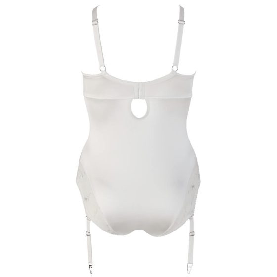 Cottelli Plus Size - Embroidered Corset Bodysuit (White)