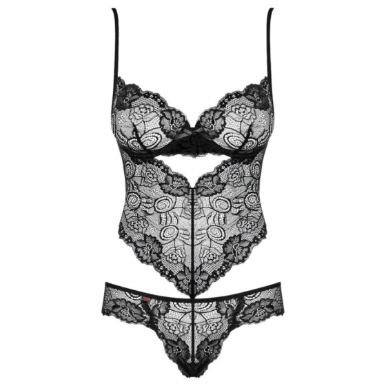 Obsessive Alluria - Floral Lace Bodysuit (Black)