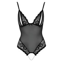 Cottelli - Lace and Pearl Open Bodysuit (Black)