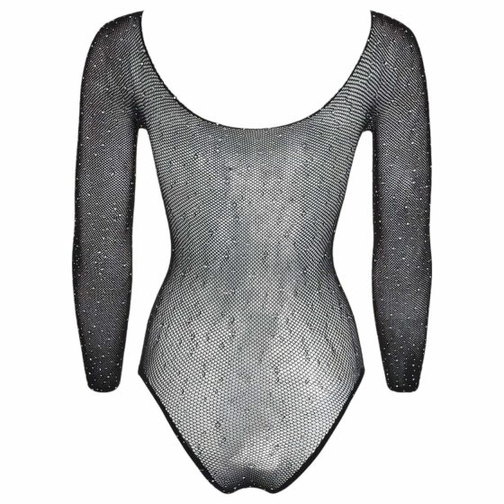 NO:XQSE - long sleeve glitter mesh bodysuit - black (S-L)