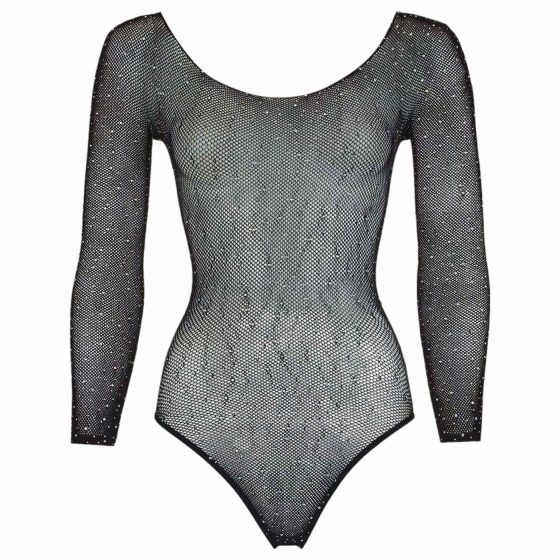 NO:XQSE - long sleeve glitter mesh bodysuit - black (S-L)