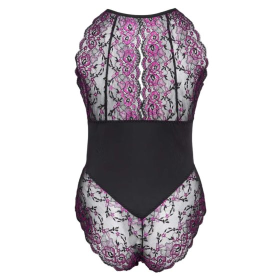 Cottelli Plus Size - Floral Bodysuit (Black-Purple)