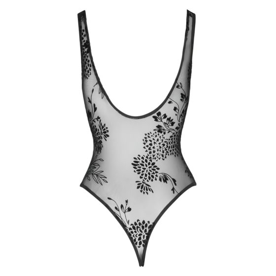 Noir - Transparent Floral Bodysuit (Black)