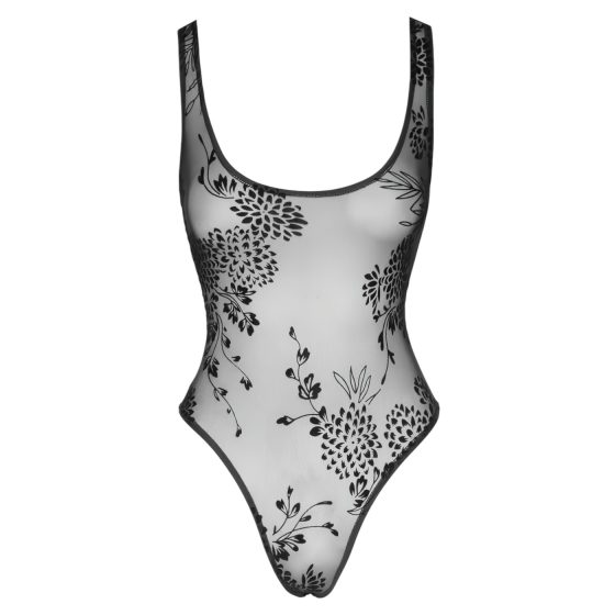 Noir - Transparent Floral Bodysuit (Black)