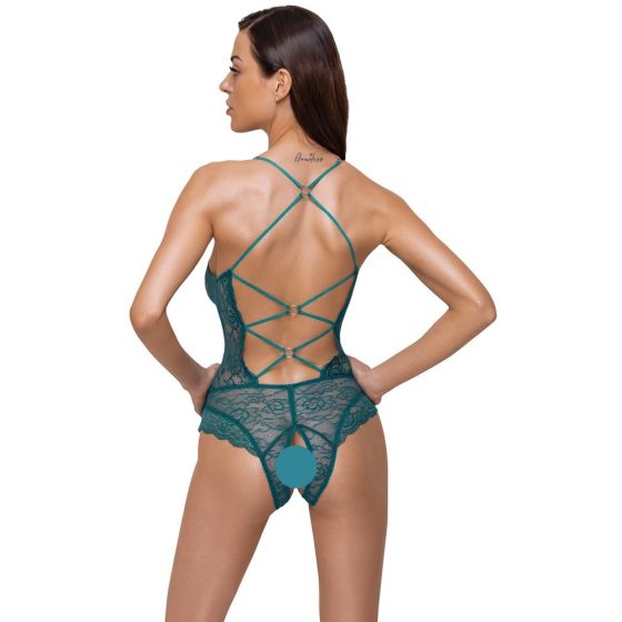 Cottelli - Lace-Up Open Bodysuit (Green)