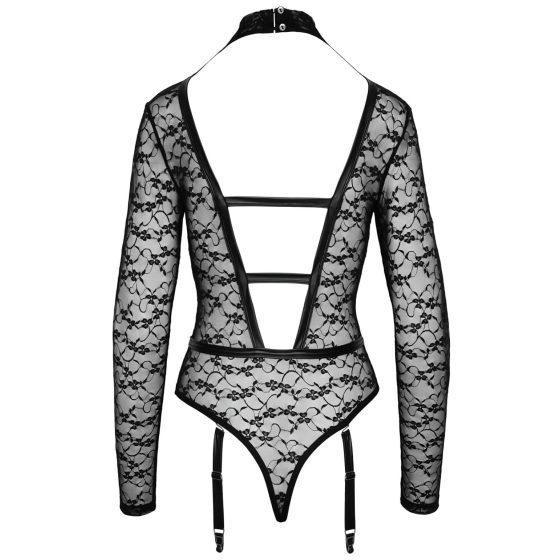 Cottelli - Transparent, Low-Cut Strappy Bodysuit (Black)