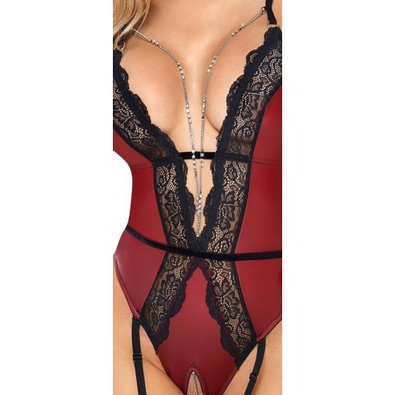 Abierta Fina - Open Body with Garter Belt (Black-Red)