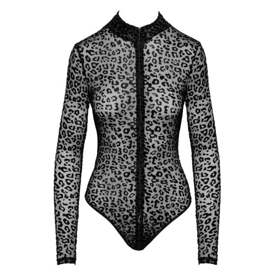 Noir - leopard print long sleeve body (black)