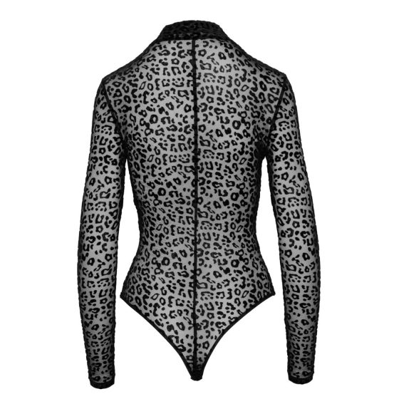 Noir - leopard print long sleeve body (black)