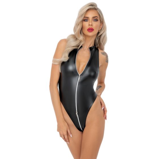 Noir - shiny, zipped, sleeveless body (black)