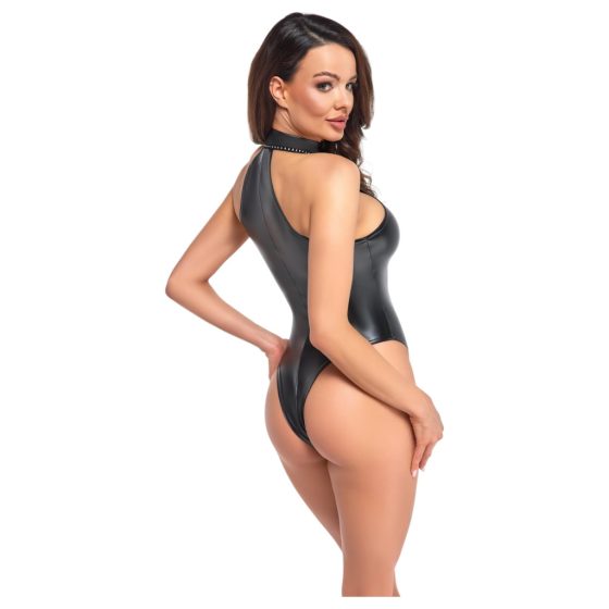 Noir - Glossy Halterneck Bodysuit (Black)