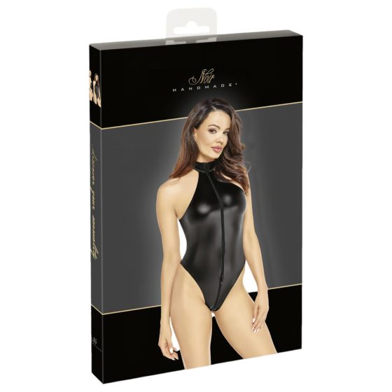 Noir - Glossy Halterneck Bodysuit (Black)