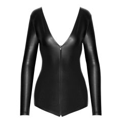 Noir - glossy long sleeve bodysuit (black)