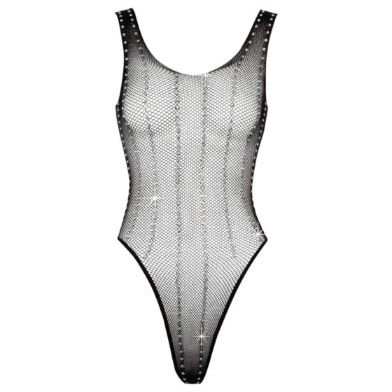 Fantasy by Cottelli - Rhinestone Mesh Bodysuit (Black) - S-L