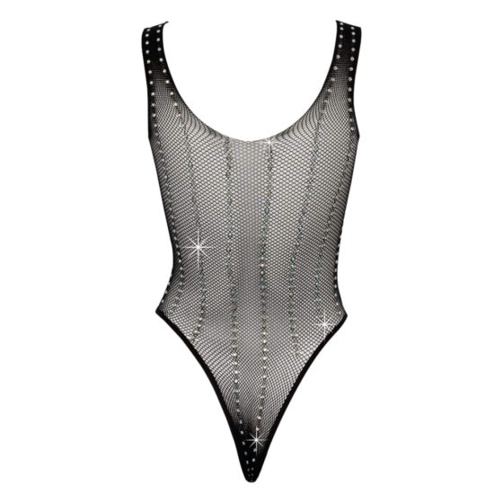 Fantasy by Cottelli - Rhinestone Mesh Bodysuit (Black) - S-L