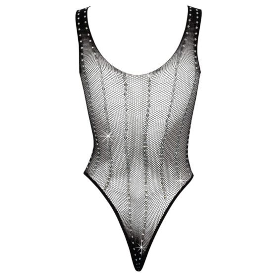 Fantasy by Cottelli - Rhinestone Mesh Bodysuit (Black) - S-L