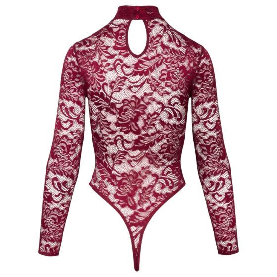 Cottelli - Transparent Lace Bodysuit (Burgundy)