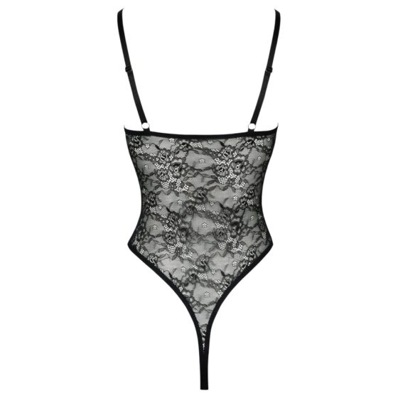 Cottelli - Transparent Open Lace Bodysuit (Black)