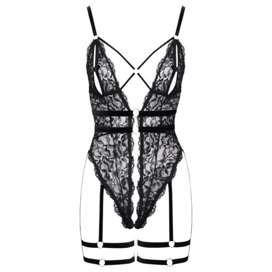 Cottelli - Open Strappy Black Lingerie Bodysuit