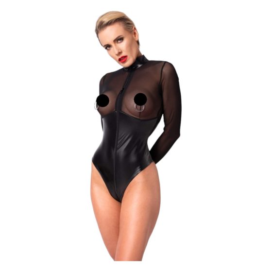 Noir - Shiny Sheer Bodysuit (Black)