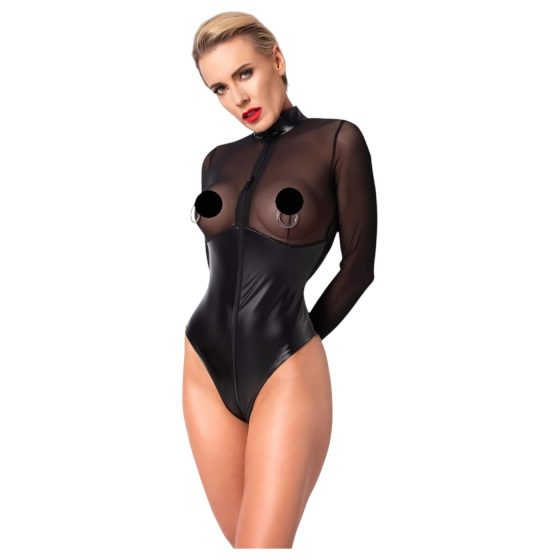 Noir - Shiny Sheer Bodysuit (Black)