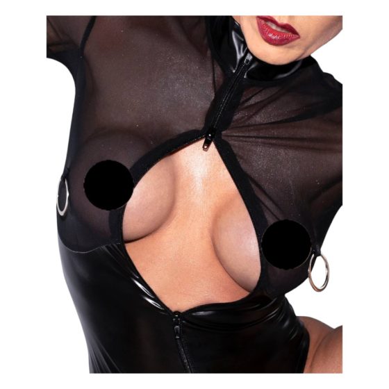 Noir - Shiny Sheer Bodysuit (Black)