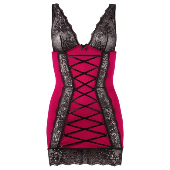 Cottelli - Exclusive Lace-Up Dress (Red-Black)