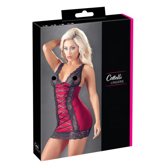 Cottelli - Exclusive Lace-Up Dress (Red-Black)