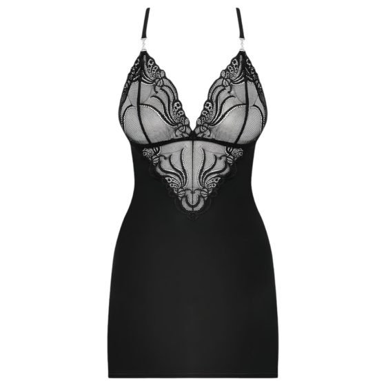 Obsessive 828-CHE-1 - Rhinestone Strappy Dress with Thong (Black)