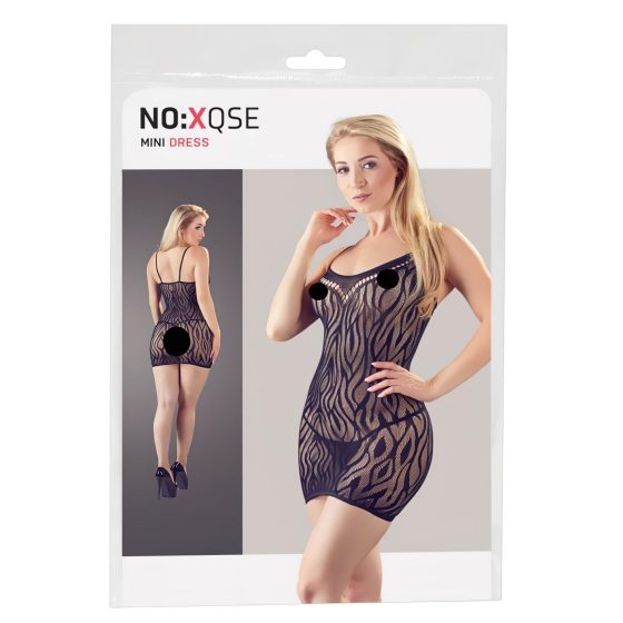 / NO:XQSE - Tiger Stripe Sheer Dress with Thong - Black (S-L)