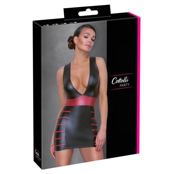 Cottelli Party - Striped Bodycon Dress (Black-Red)