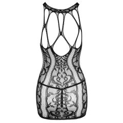 NO:XQSE - Lace Pattern Fishnet Mini Dress (Black)