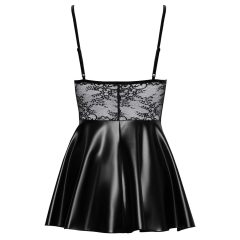 Noir - Shiny Dress with Lace Top (Black)