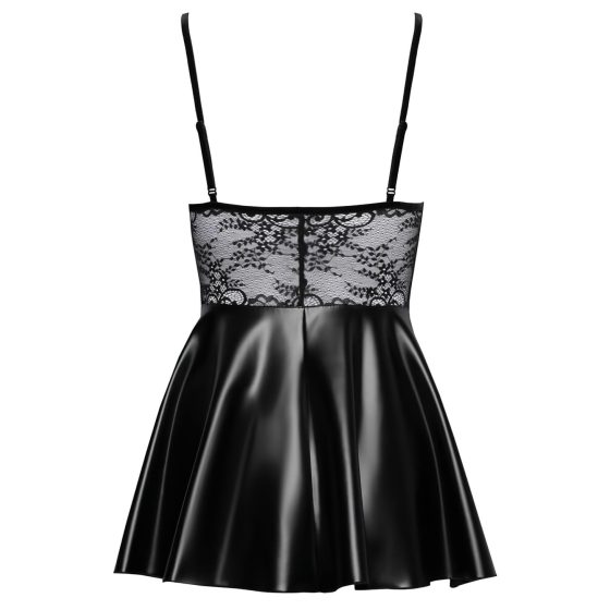 Noir - Lace Top Shiny Dress (Black)